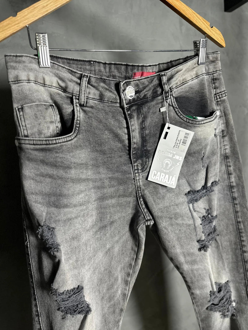 CALÇA CARAJA JEANS CINZA CLARO(MODELO JOGADOR)